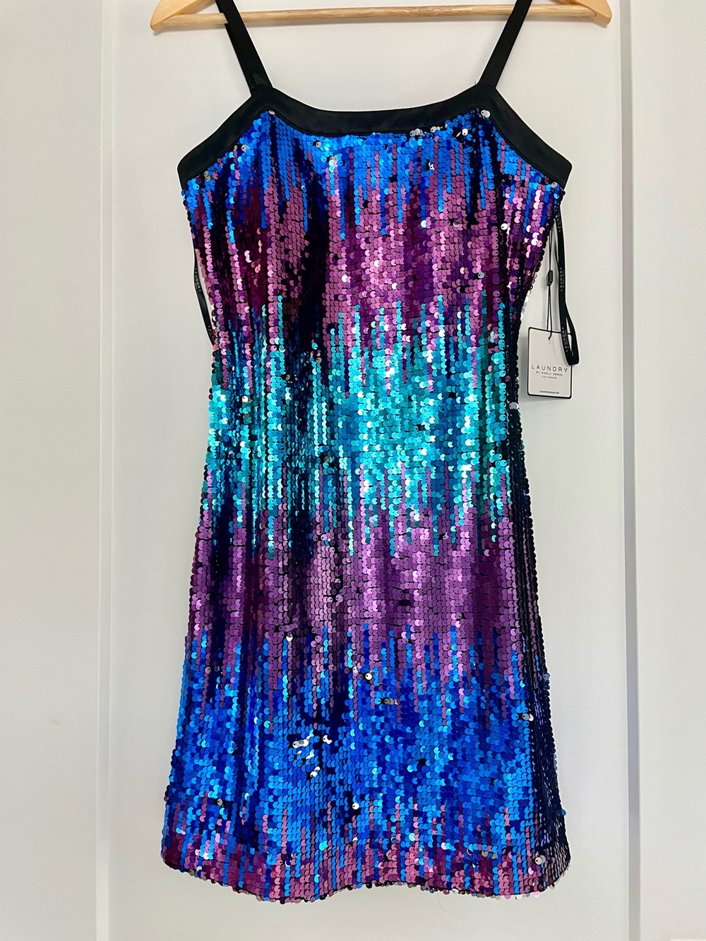 NWT Shelli Segal LAUNDRY ombré sequined embellished purple turquoise mini $228